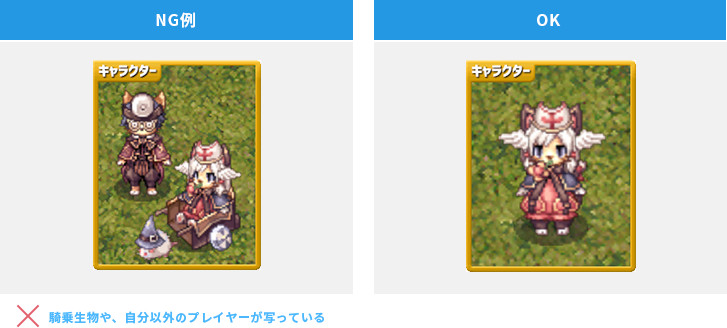 騎乗状態や、自分以外のプレイヤーが写っている