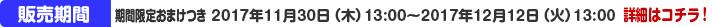 オマケつき限定版 販売期間：2017年11月30日（木）13:00～2017年12月12日（火）13:00　詳細はコチラ！