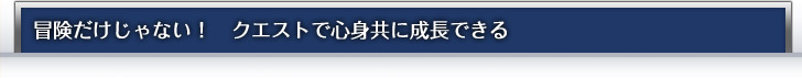 冒険だけじゃない！　クエストで心身共に成長できる
