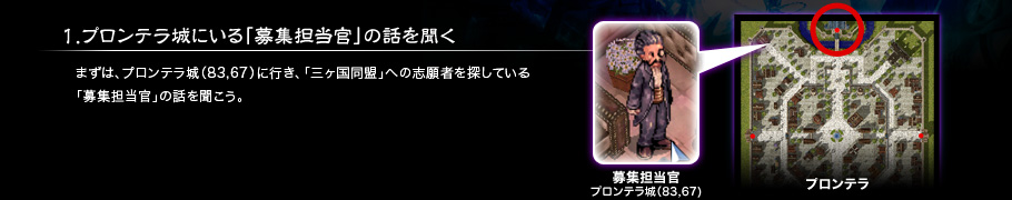 1.プロンテラ城にいる「募集担当官」の話を聞く