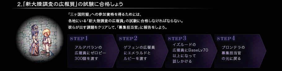 2.「新大陸調査の広報員」の試験に合格しょう