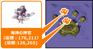 まにゃん島 海神の神官（座標：176,211）(座標:126,265)