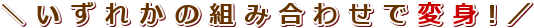 いずれかの組み合わせで変身！
