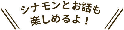 シナモンとお話も楽しめるよ！
