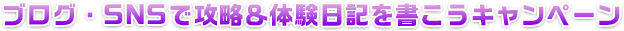 ブログ・SNSで攻略＆体験日記を書こうキャンペーン