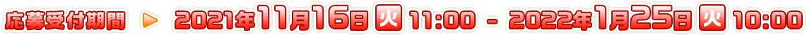 応募受付期間 : 2021年11月16日（火）11：00 ～ 2022年1月25日（火）10：00