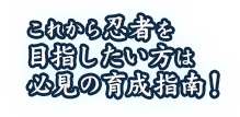 これから忍者を目指したい方は必見の育成指南！
