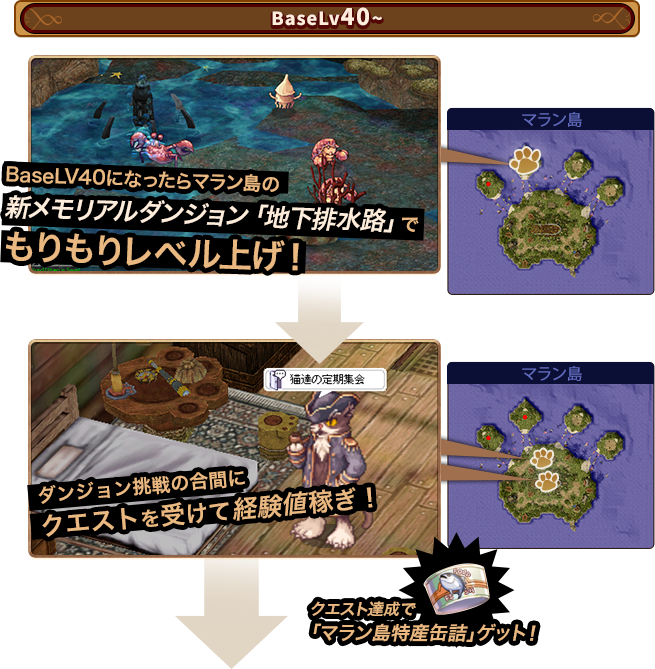 BaseLV40になったらマラン島の新メモリアルダンジョン「地下排水路」でもりもりレベル上げ！