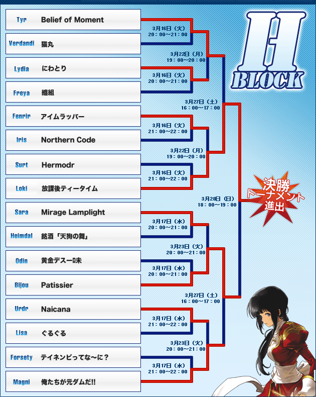 予選トーナメントHブロック