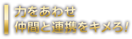 力をあわせ仲間と連携をキメろ！