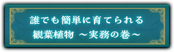 『誰でも簡単に育てられる観葉植物　～実務の巻～』