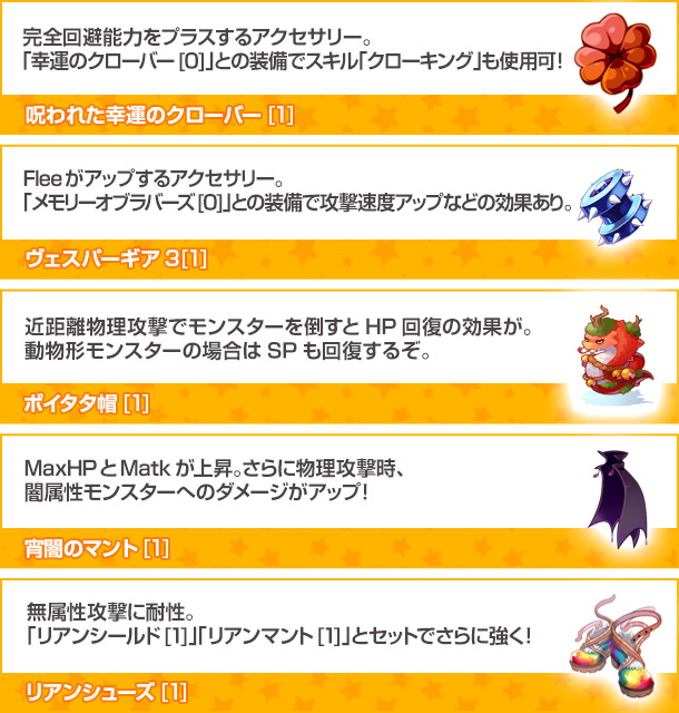 初登場のアイテム