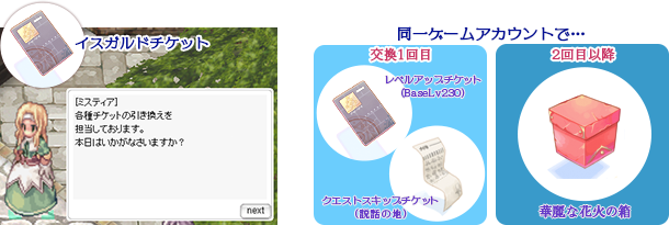 「獲得したチケットを交換する